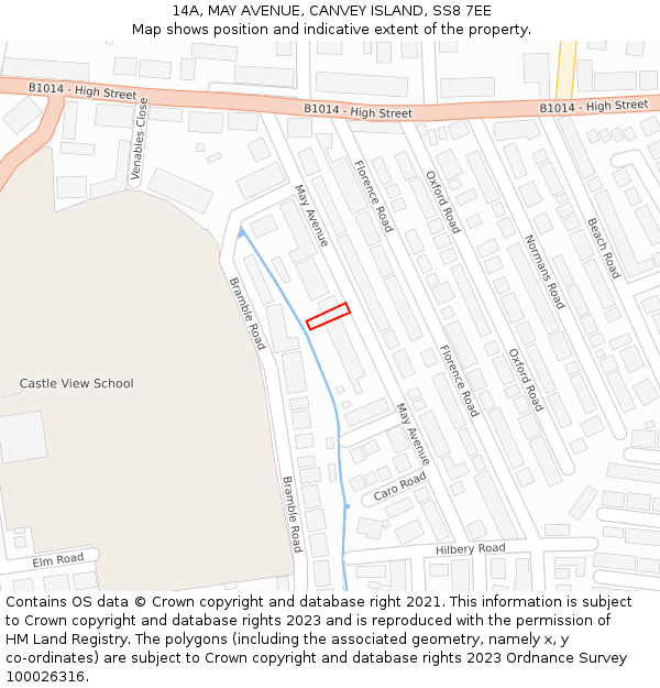 14A, MAY AVENUE, CANVEY ISLAND, SS8 7EE: Location map and indicative extent of plot