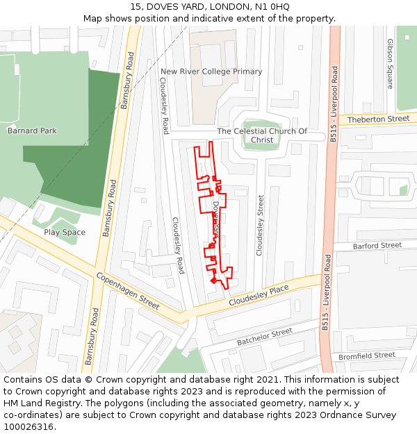 15, DOVES YARD, LONDON, N1 0HQ: Location map and indicative extent of plot