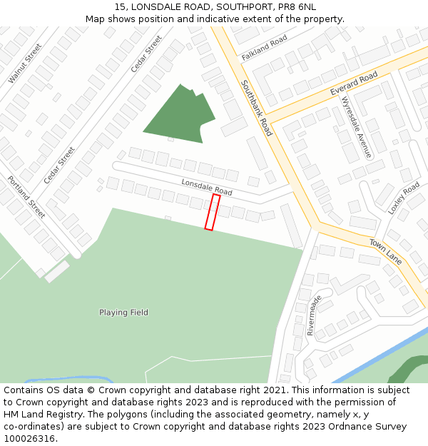 15, LONSDALE ROAD, SOUTHPORT, PR8 6NL: Location map and indicative extent of plot