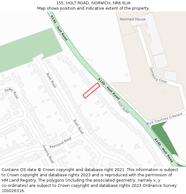 155, HOLT ROAD, NORWICH, NR6 6UA: Location map and indicative extent of plot