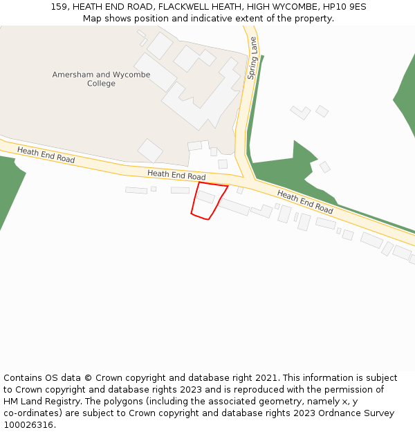 159, HEATH END ROAD, FLACKWELL HEATH, HIGH WYCOMBE, HP10 9ES: Location map and indicative extent of plot
