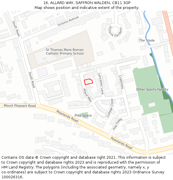 16, ALLARD WAY, SAFFRON WALDEN, CB11 3GP: Location map and indicative extent of plot