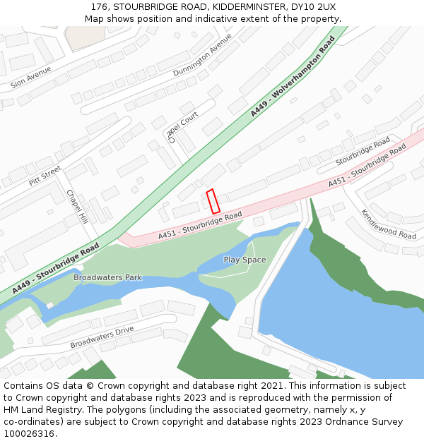 176, STOURBRIDGE ROAD, KIDDERMINSTER, DY10 2UX: Location map and indicative extent of plot
