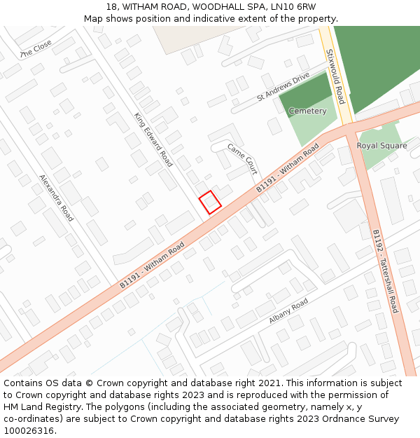 18, WITHAM ROAD, WOODHALL SPA, LN10 6RW: Location map and indicative extent of plot