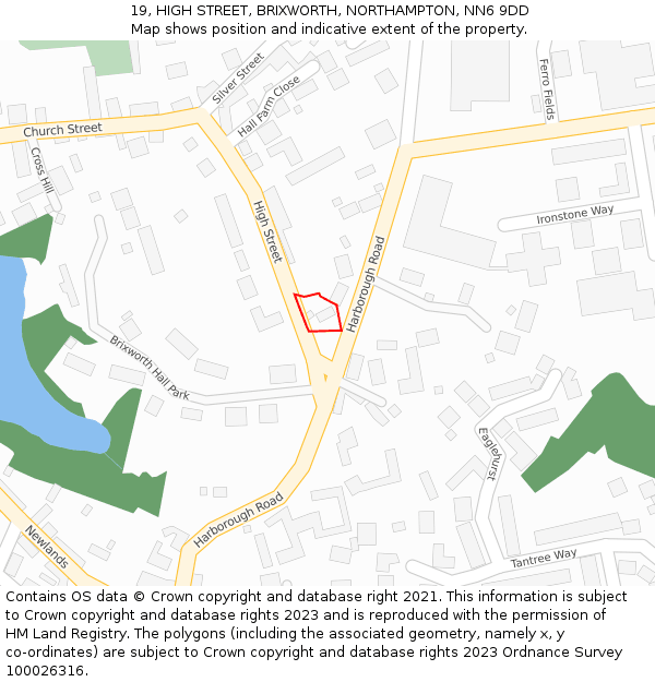 19, HIGH STREET, BRIXWORTH, NORTHAMPTON, NN6 9DD: Location map and indicative extent of plot
