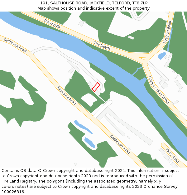 191, SALTHOUSE ROAD, JACKFIELD, TELFORD, TF8 7LP: Location map and indicative extent of plot