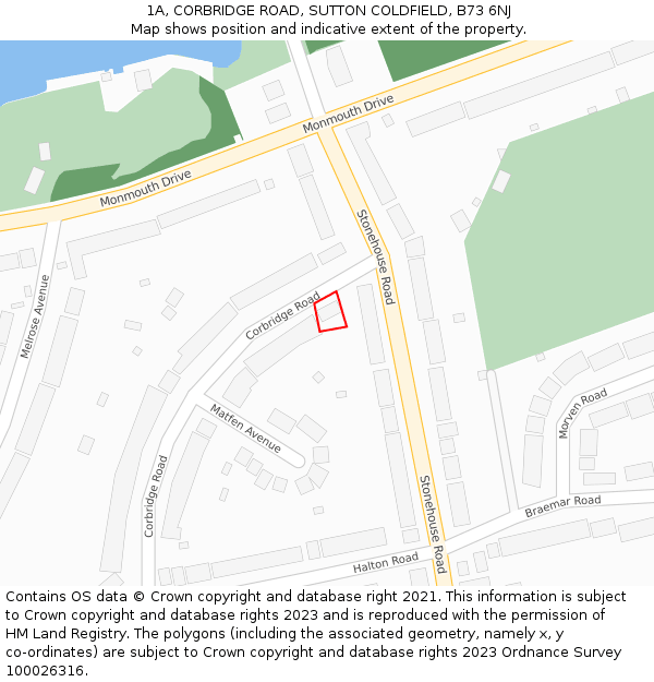 1A, CORBRIDGE ROAD, SUTTON COLDFIELD, B73 6NJ: Location map and indicative extent of plot