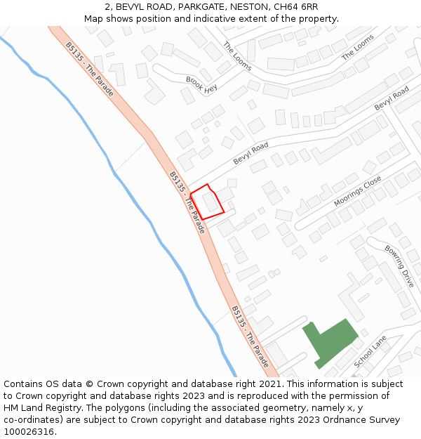 2, BEVYL ROAD, PARKGATE, NESTON, CH64 6RR: Location map and indicative extent of plot