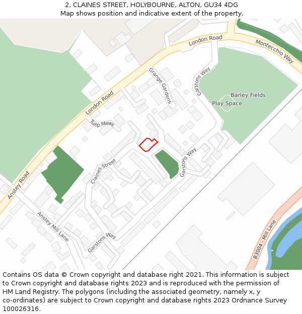 2, CLAINES STREET, HOLYBOURNE, ALTON, GU34 4DG: Location map and indicative extent of plot