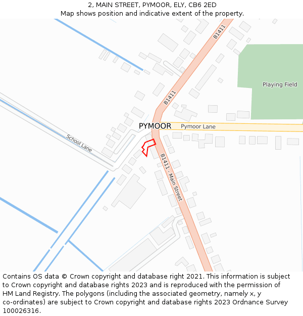 2, MAIN STREET, PYMOOR, ELY, CB6 2ED: Location map and indicative extent of plot
