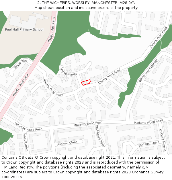 2, THE WICHERIES, WORSLEY, MANCHESTER, M28 0YN: Location map and indicative extent of plot