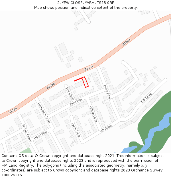 2, YEW CLOSE, YARM, TS15 9BE: Location map and indicative extent of plot