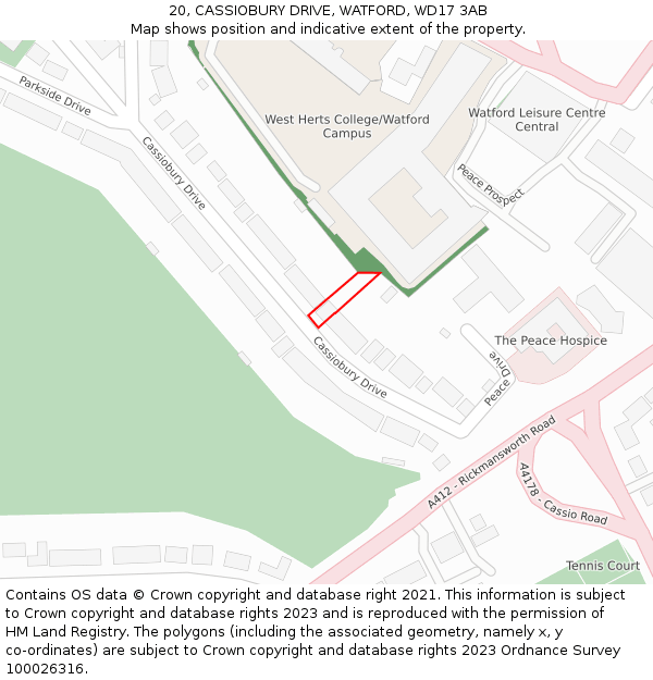 20, CASSIOBURY DRIVE, WATFORD, WD17 3AB: Location map and indicative extent of plot