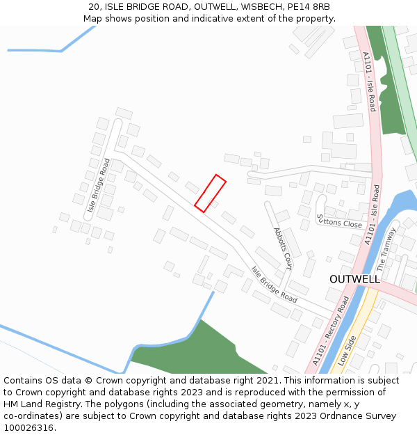 20, ISLE BRIDGE ROAD, OUTWELL, WISBECH, PE14 8RB: Location map and indicative extent of plot