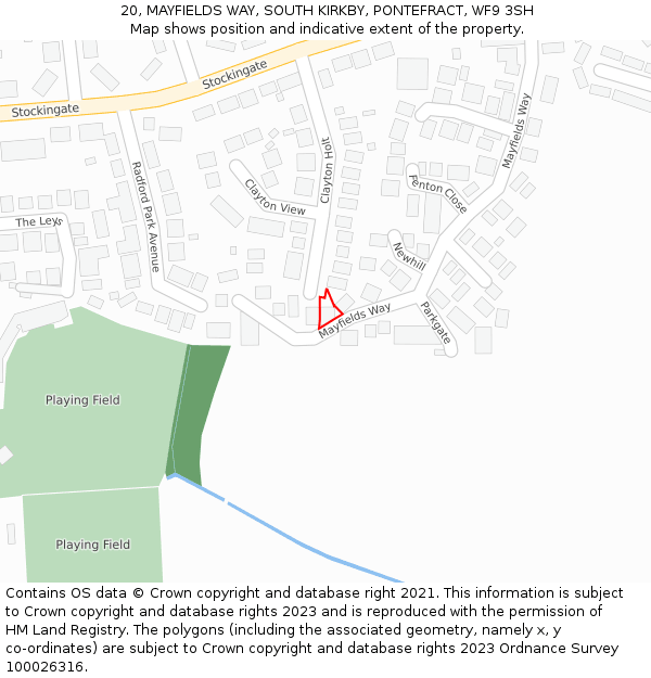 20, MAYFIELDS WAY, SOUTH KIRKBY, PONTEFRACT, WF9 3SH: Location map and indicative extent of plot