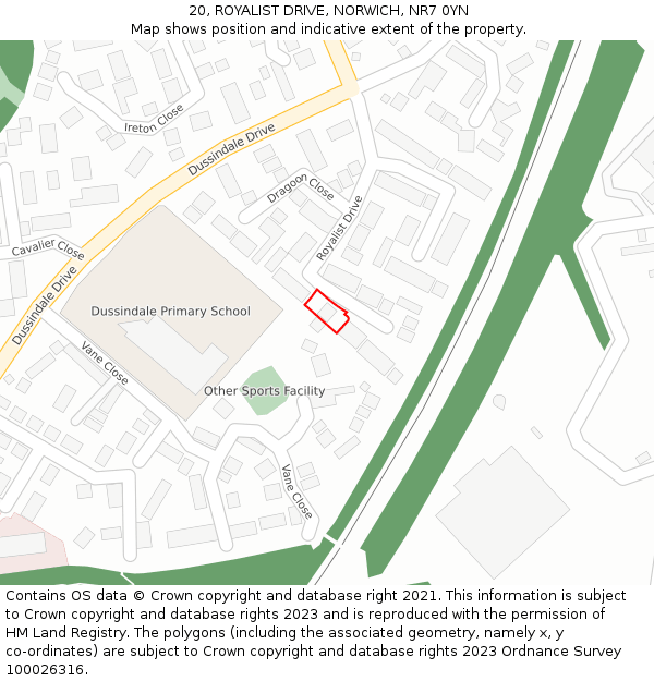 20, ROYALIST DRIVE, NORWICH, NR7 0YN: Location map and indicative extent of plot