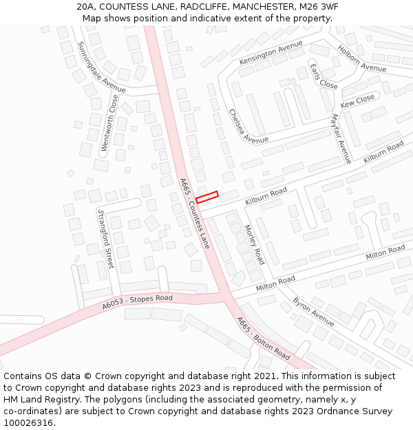 20A, COUNTESS LANE, RADCLIFFE, MANCHESTER, M26 3WF: Location map and indicative extent of plot