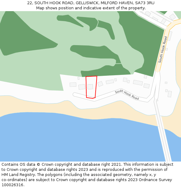 22, SOUTH HOOK ROAD, GELLISWICK, MILFORD HAVEN, SA73 3RU: Location map and indicative extent of plot