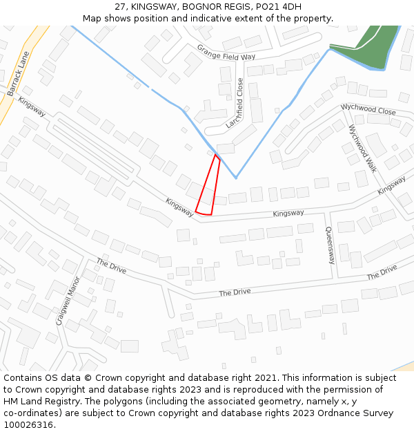 27, KINGSWAY, BOGNOR REGIS, PO21 4DH: Location map and indicative extent of plot