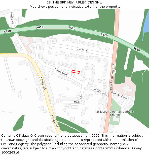 28, THE SPINNEY, RIPLEY, DE5 3HW: Location map and indicative extent of plot