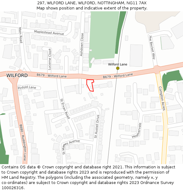 297, WILFORD LANE, WILFORD, NOTTINGHAM, NG11 7AX: Location map and indicative extent of plot