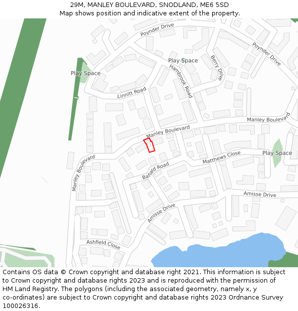 29M, MANLEY BOULEVARD, SNODLAND, ME6 5SD: Location map and indicative extent of plot