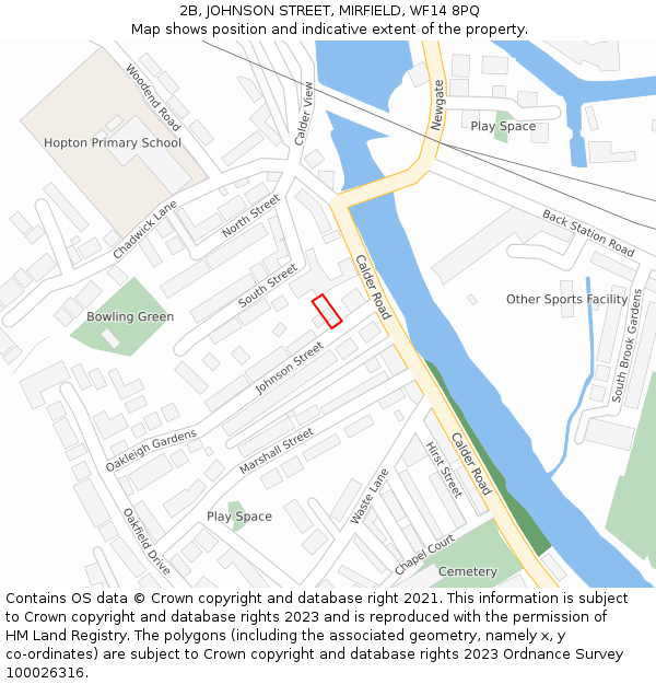 2B, JOHNSON STREET, MIRFIELD, WF14 8PQ: Location map and indicative extent of plot