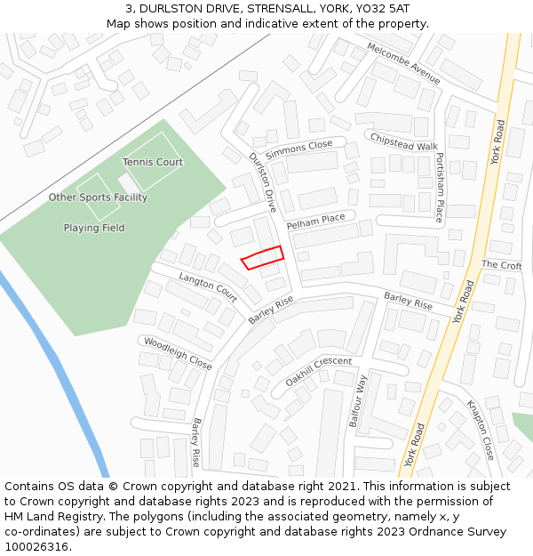 3, DURLSTON DRIVE, STRENSALL, YORK, YO32 5AT: Location map and indicative extent of plot