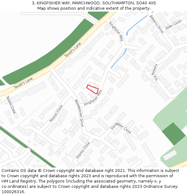 3, KINGFISHER WAY, MARCHWOOD, SOUTHAMPTON, SO40 4XS: Location map and indicative extent of plot