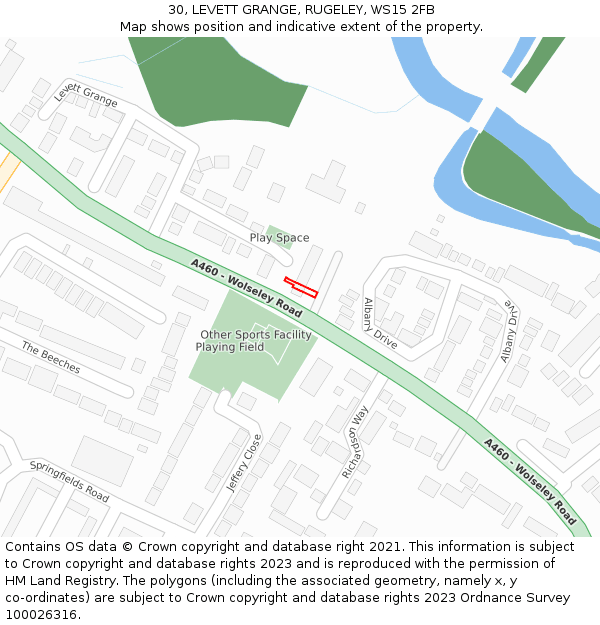 30, LEVETT GRANGE, RUGELEY, WS15 2FB: Location map and indicative extent of plot