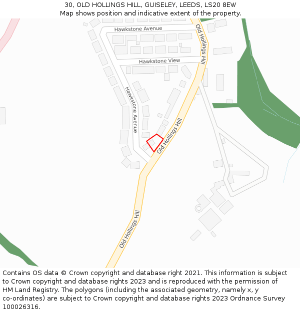 30, OLD HOLLINGS HILL, GUISELEY, LEEDS, LS20 8EW: Location map and indicative extent of plot