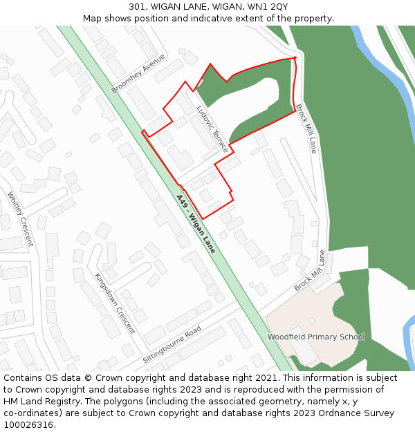 301, WIGAN LANE, WIGAN, WN1 2QY: Location map and indicative extent of plot