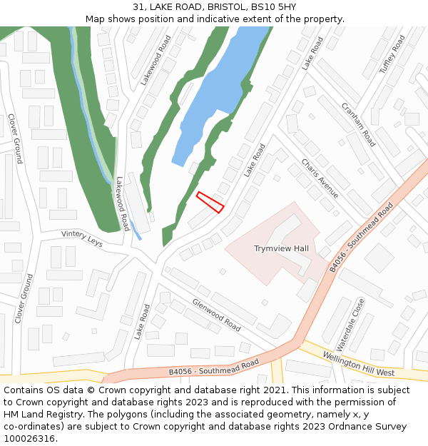 31, LAKE ROAD, BRISTOL, BS10 5HY: Location map and indicative extent of plot