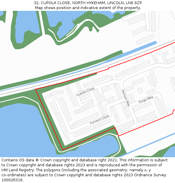 32, CUPOLA CLOSE, NORTH HYKEHAM, LINCOLN, LN6 9ZP: Location map and indicative extent of plot