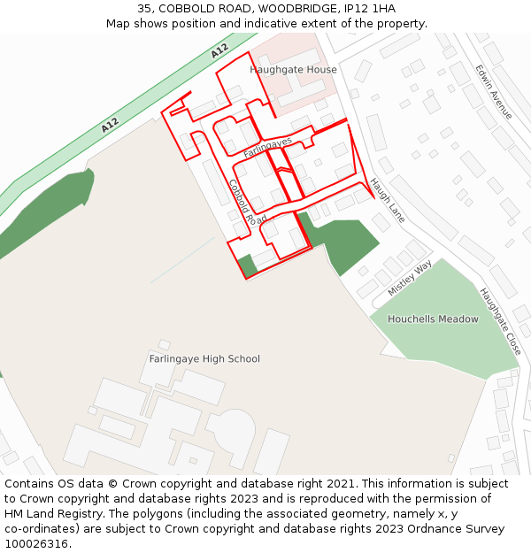 35, COBBOLD ROAD, WOODBRIDGE, IP12 1HA: Location map and indicative extent of plot
