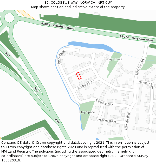 35, COLOSSUS WAY, NORWICH, NR5 0UY: Location map and indicative extent of plot