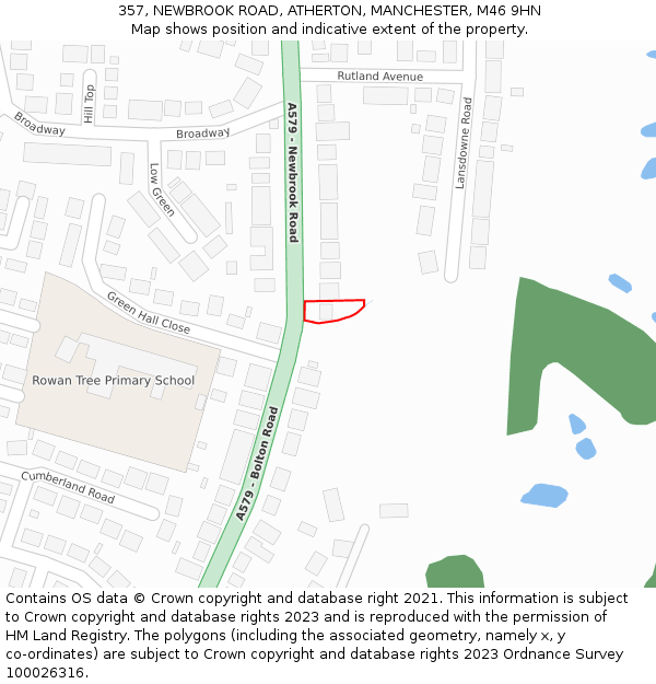 357, NEWBROOK ROAD, ATHERTON, MANCHESTER, M46 9HN: Location map and indicative extent of plot