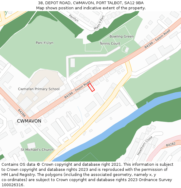 38, DEPOT ROAD, CWMAVON, PORT TALBOT, SA12 9BA: Location map and indicative extent of plot