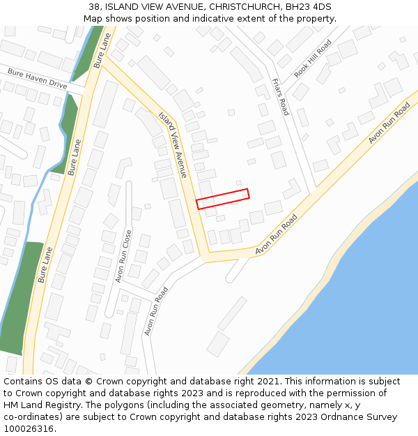 38, ISLAND VIEW AVENUE, CHRISTCHURCH, BH23 4DS: Location map and indicative extent of plot