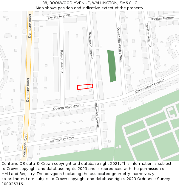 38, ROOKWOOD AVENUE, WALLINGTON, SM6 8HG: Location map and indicative extent of plot