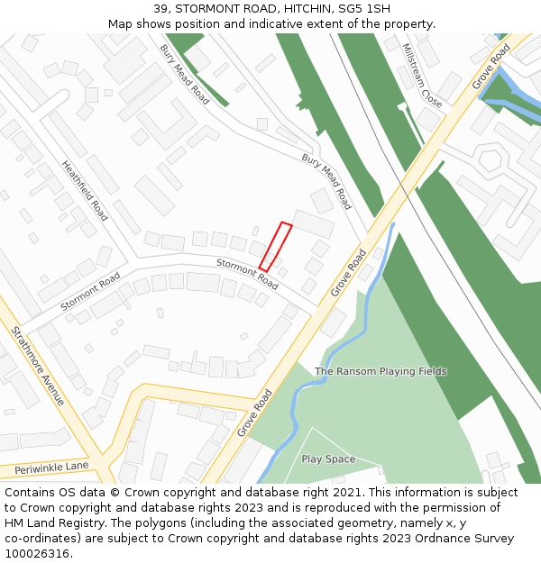 39, STORMONT ROAD, HITCHIN, SG5 1SH: Location map and indicative extent of plot