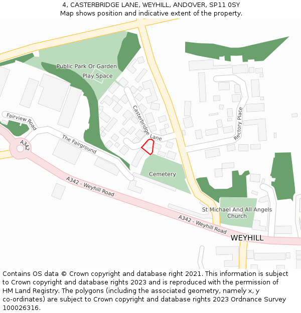 4, CASTERBRIDGE LANE, WEYHILL, ANDOVER, SP11 0SY: Location map and indicative extent of plot