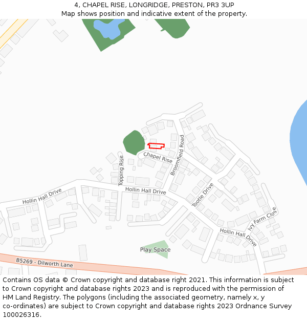 4, CHAPEL RISE, LONGRIDGE, PRESTON, PR3 3UP: Location map and indicative extent of plot