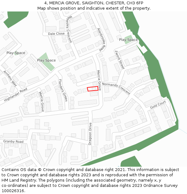 4, MERCIA GROVE, SAIGHTON, CHESTER, CH3 6FP: Location map and indicative extent of plot