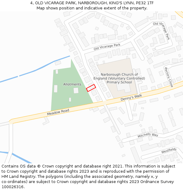 4, OLD VICARAGE PARK, NARBOROUGH, KING'S LYNN, PE32 1TF: Location map and indicative extent of plot