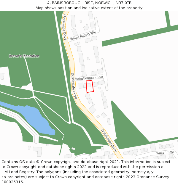 4, RAINSBOROUGH RISE, NORWICH, NR7 0TR: Location map and indicative extent of plot