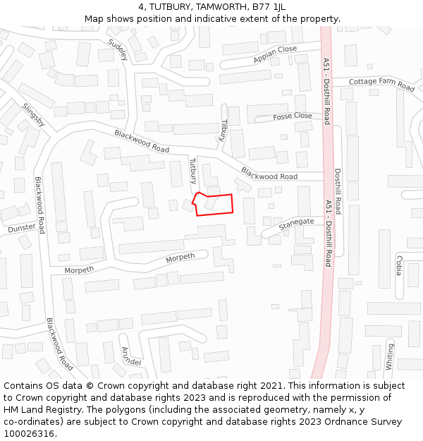 4, TUTBURY, TAMWORTH, B77 1JL: Location map and indicative extent of plot