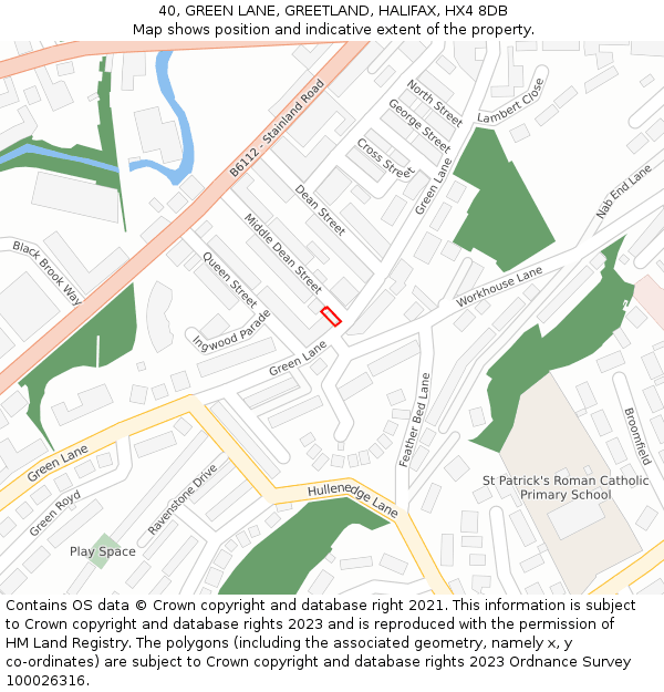 40, GREEN LANE, GREETLAND, HALIFAX, HX4 8DB: Location map and indicative extent of plot