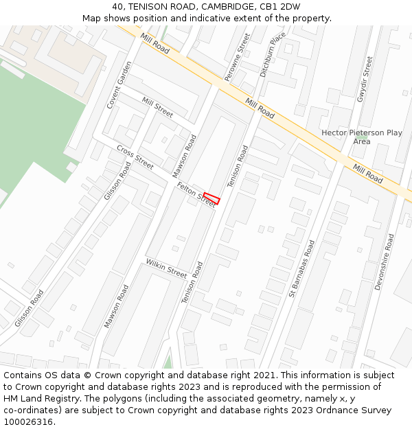 40, TENISON ROAD, CAMBRIDGE, CB1 2DW: Location map and indicative extent of plot