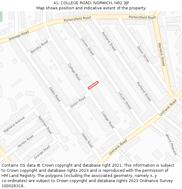 41, COLLEGE ROAD, NORWICH, NR2 3JP: Location map and indicative extent of plot